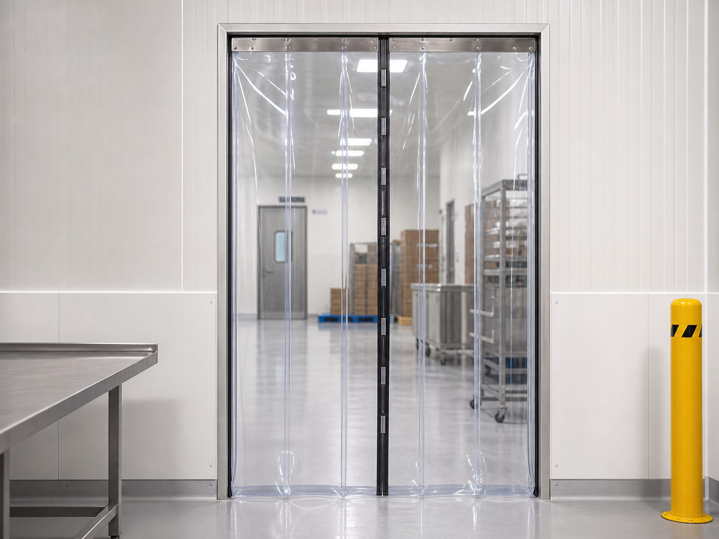 Magnetic PVC door curtain for industrial pedestrian access