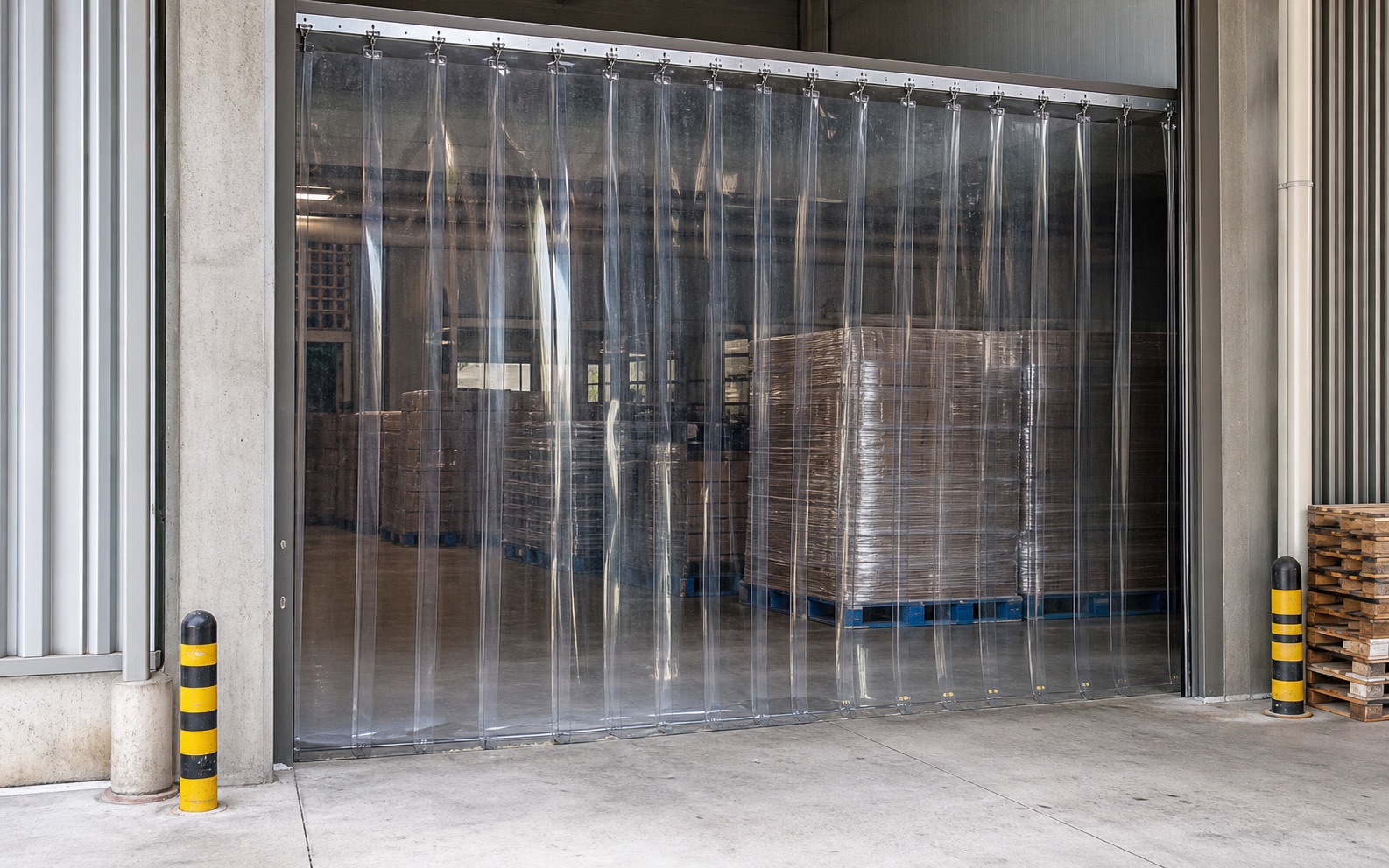 PVC strip curtain for loading bay access